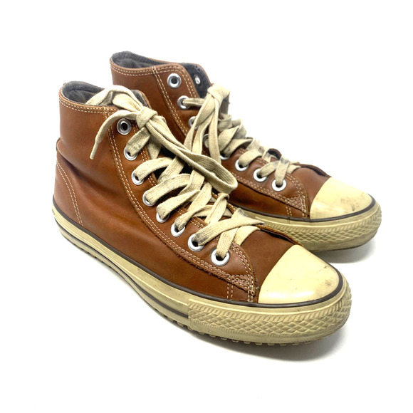 Converse Men’s Boot Mid All Weather Leather Sneakers Brown Cognac Size 9